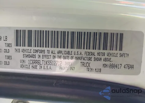 2019 Ram 1500 Classic Lone Star 4X2 5'7 Box z USA, uszkodzony, nr VIN 1C6RR6LT1KS512712